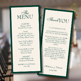 Nota de agradecimento minimalista para menu de cas