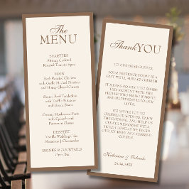 Nota de agradecimento minimalista para menu de cas