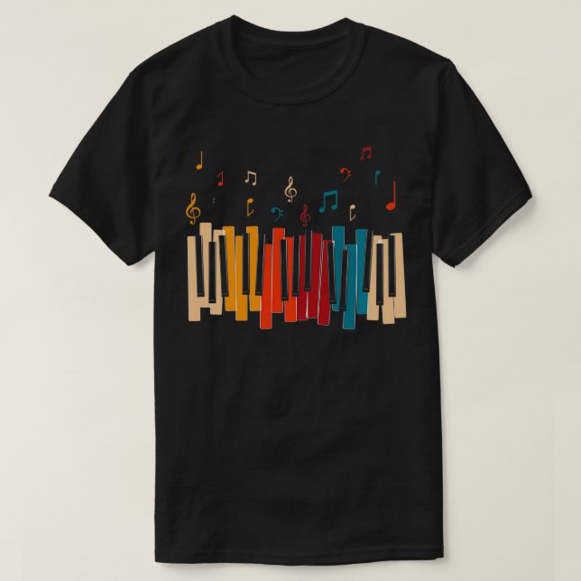Nota de Música Pullover Colorida de Piano de Tecla (Frente do Design)