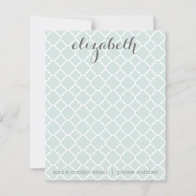 Nota de Nome Personalizado do Padrão de Quatrefoil (Frente)