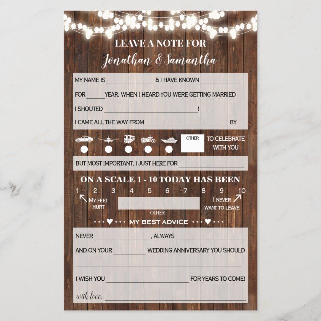 Nota de saída para o Cartão de casamento ocidental (Frente)