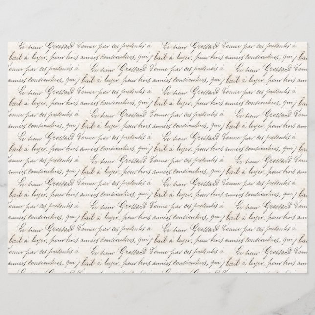 Nota de Script Manuscrito em Jardin Francês Vintag (Frente)