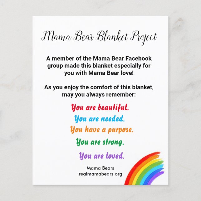 Nota do Projeto Mama Bear Blanket (Frente)
