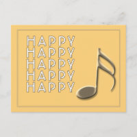 "Nota Feliz" Cartão Postal Preto com Nota Musical 