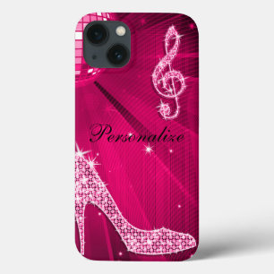 Nota Musical e Salto Alto Rosa Brilhante