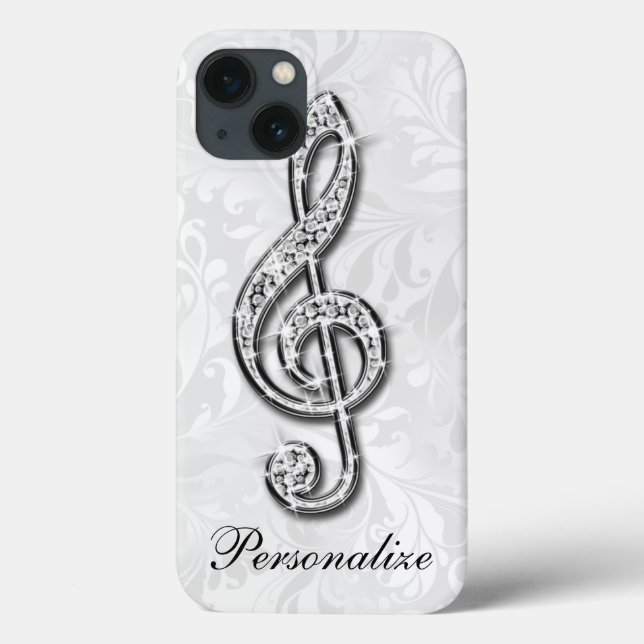 Nota Musical Personalizada com Diamantes em Padrão (Verso)