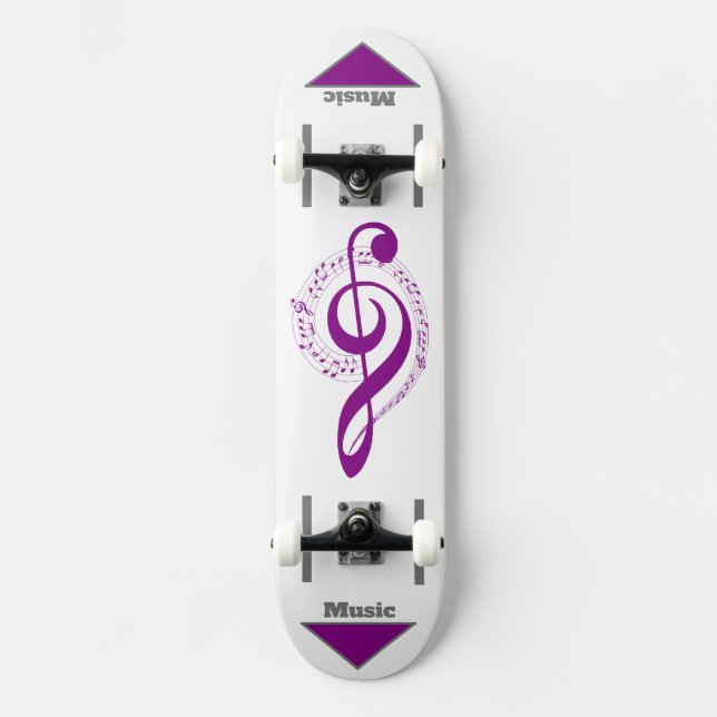 Nota musical skateboard violeta cinza branco (Frente)