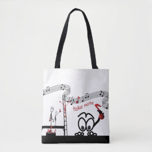 Nota: Professor de Música Engraçado Stickman Tote 