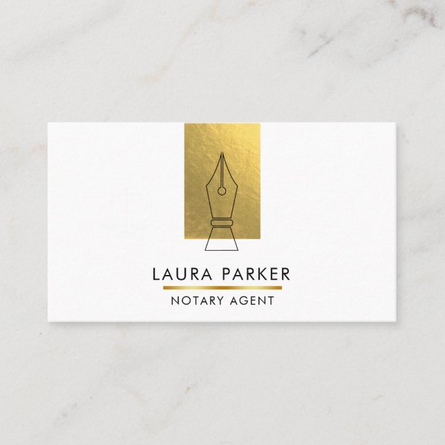 Notary Bank Loan Agent Dourado Nib Cartão de visit (Frente)