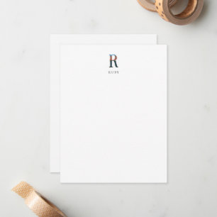 Notas Alfabeto Floral - R - Cartão Nota de Papel de Cart