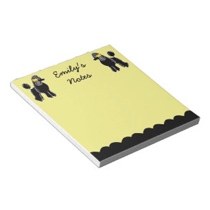Notas As caniches pretas amarelam 5,5" x 6" bloco de