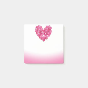 Notas bloco de anotações rosa petal corações cor-de-rosa