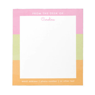 Notas Bloco de Cor Aquarela Rosa Verde Laranja Neon
