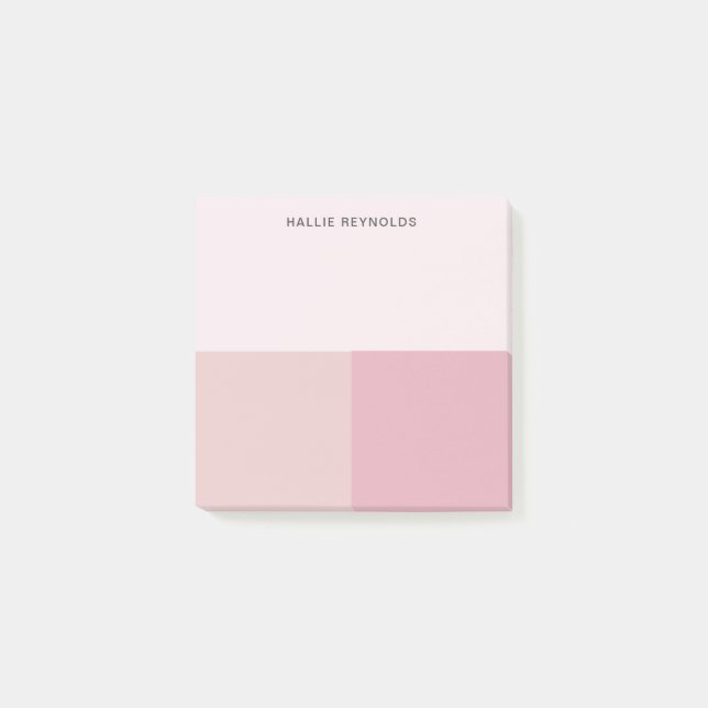 Notas Bloco de Cores Monograma Rosa Pálido Pastel (Frente)