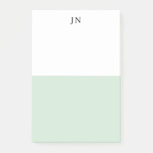 Notas Bloco de Cores Monograma Verde Pastel e Branco
