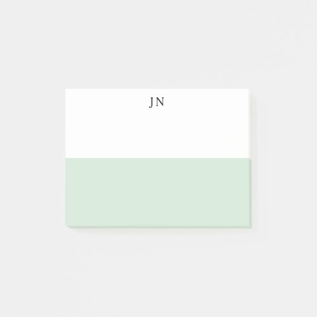 Notas Bloco de Cores Monograma Verde Pastel e Branco (Frente)