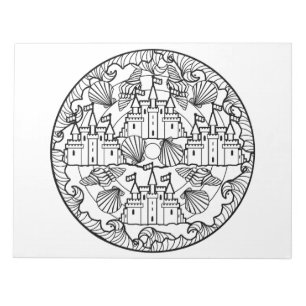 Notas Bloco de Desenho para Colorir Mandala de Praia com