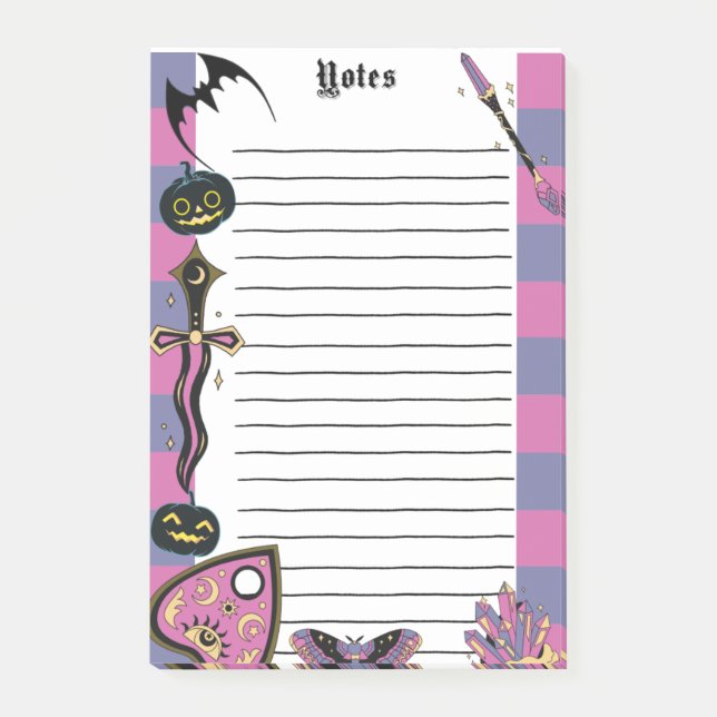 Notas Bloco de Memo do Halloween de Witchy Gothic Spooky (Frente)