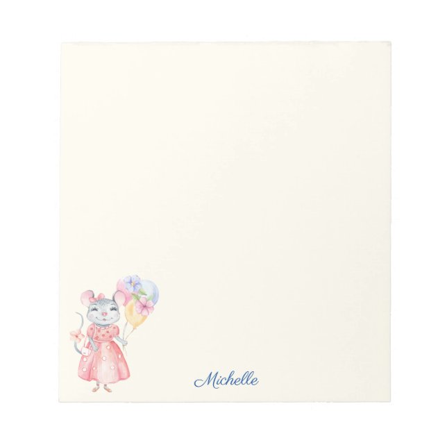 Notas Bloco de Mouse de Festa Pequena, Seu Nome (Frente)