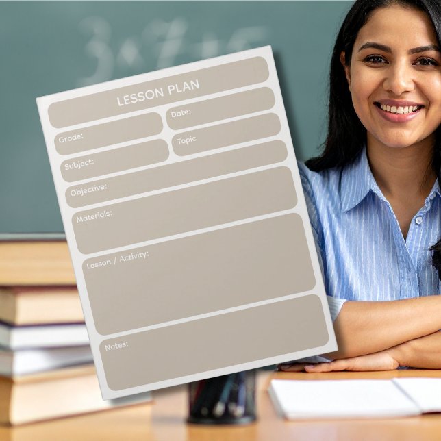 Notas Bloco de Planejamento de Aula Bege (Criador carregado)