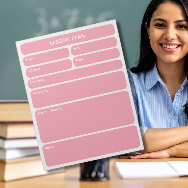 Notas Bloco de Planejamento de Aulas Rosa (Criador carregado)