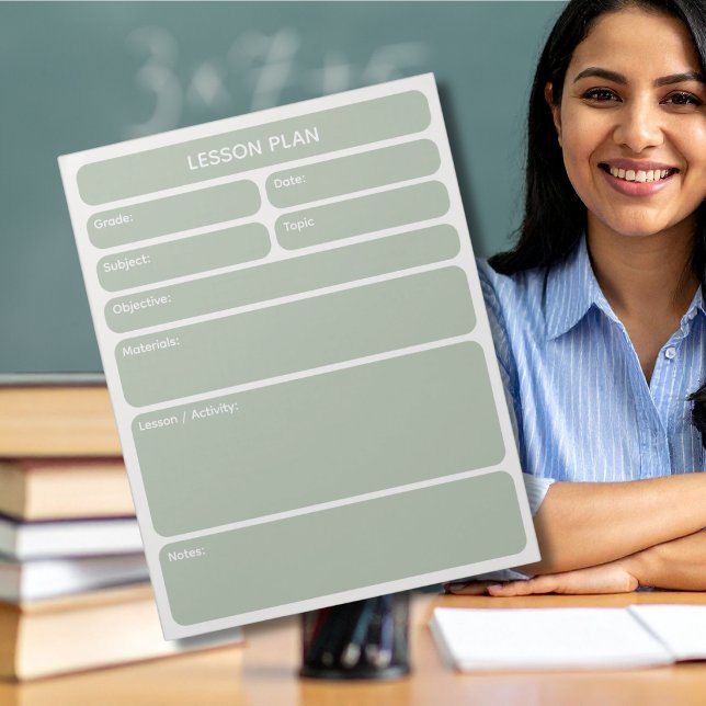 Notas Bloco de Planejamento de Aulas Verde Sage (Criador carregado)