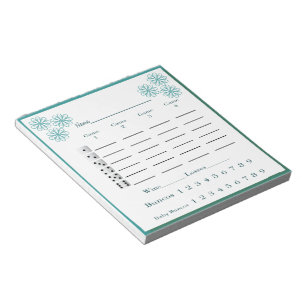 Notas bloco de pontuação de bunco - flores