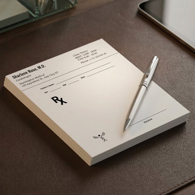 Notas Bloco de Prescrição Médica Personalizado RX Editáv (Custom Prescription Notepad – Editable Doctor RX Pad!)