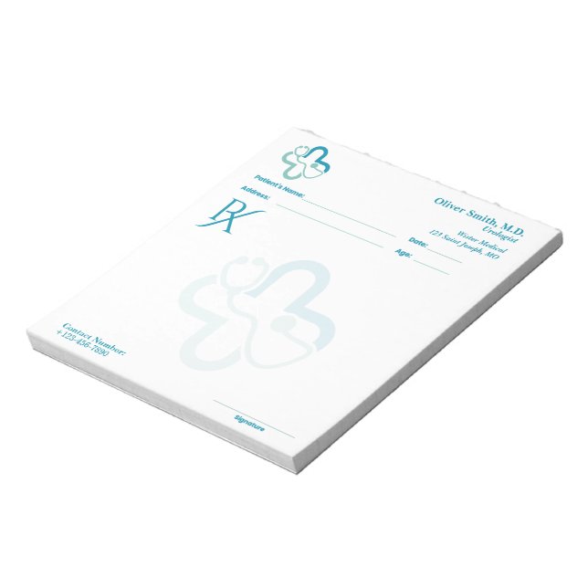 Notas Bloco de Receitas Médicas Personalizado Minimalist (Invertido)