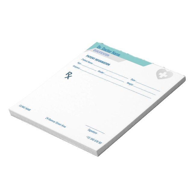 Notas Bloco de Receitas Personalizável para Médicos - Bl (Invertido)
