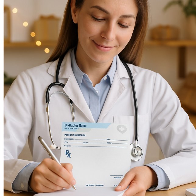 Notas Bloco de Receitas Personalizável para Médicos - Bl (Custom Prescription Pad Template | Editable RX Notepad )