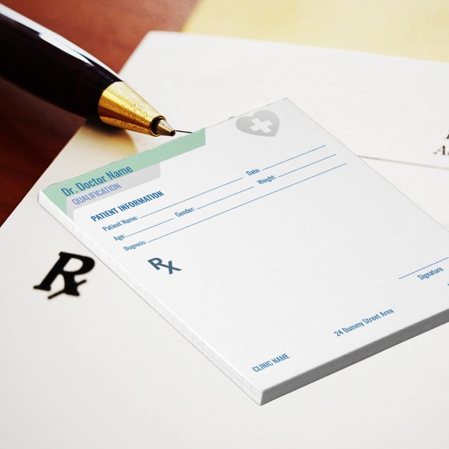 Notas Bloco de Receitas Personalizável para Médicos - Bl (Customizable RX Pad for Doctors - Prescription Pad Notepads)