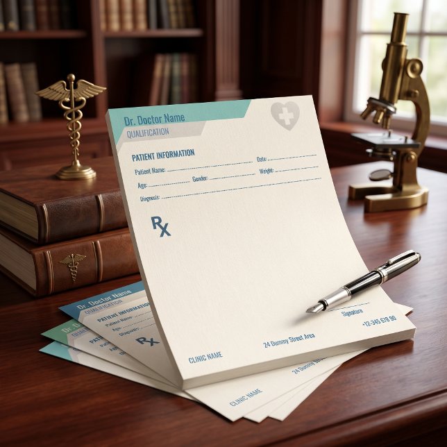Notas Bloco de RX Personalizado para Médicos Prescrição  (Custom RX Pad for Doctors Editable Prescription
)