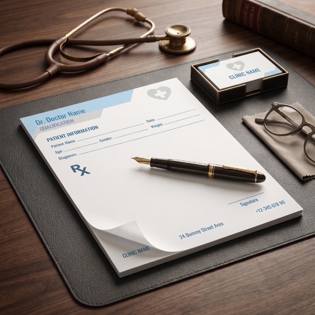 Notas Bloco de RX Personalizado para Médicos Prescrição  (Customizable RX Pad for Doctors Editable Prescription
)