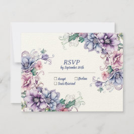 Notas Blue Moon Flower (verso): Cartão RSVP de Casamento