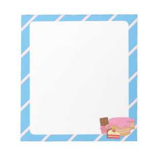 Notas Bolo Kawaii em um Bloco de Anotações de Fundo Stri