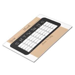 Notas Calendário mensal de Tan do planejador pelo bloco