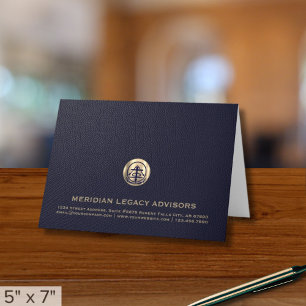 Notas Cartão de Agradecimento Azul Dourado com Logotipo