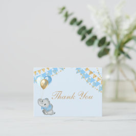 Notas Cartão de Agradecimento Blue Elephant Baby Shower