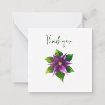 Cartão de Agradecimento Chato com Flor de Aquarela