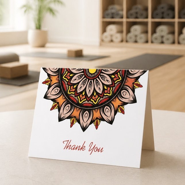 Notas Cartão de Agradecimento Colorido Mandala (Criador carregado)