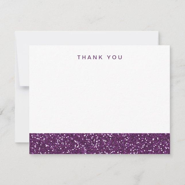 Notas Cartão de Agradecimento com Brilho Dourado Roxo Fa (Frente)