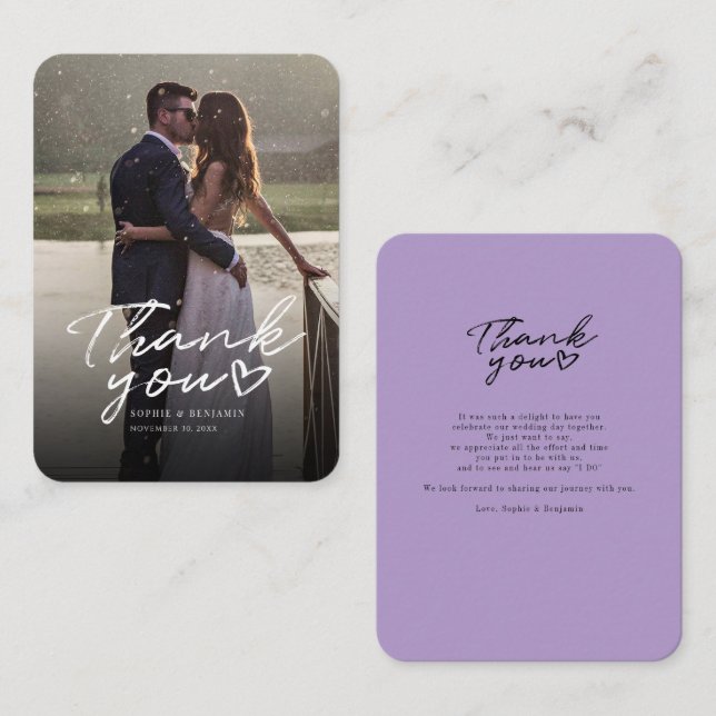 Notas Cartão de Agradecimento de Casamento com Foto Mode (Frente/Verso)