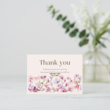 Cartão de agradecimento de casamento floral