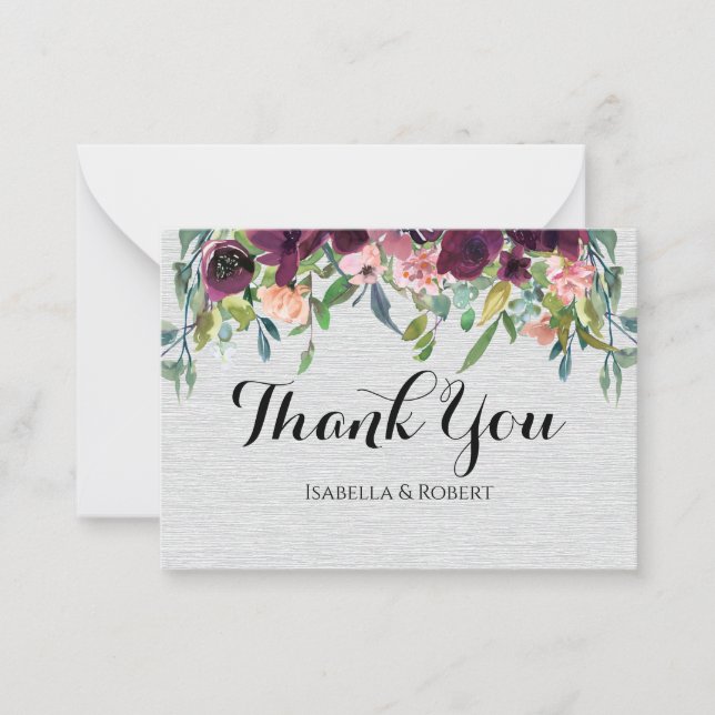 Notas Cartão de Agradecimento de Casamento Flores Borgon (Frente)