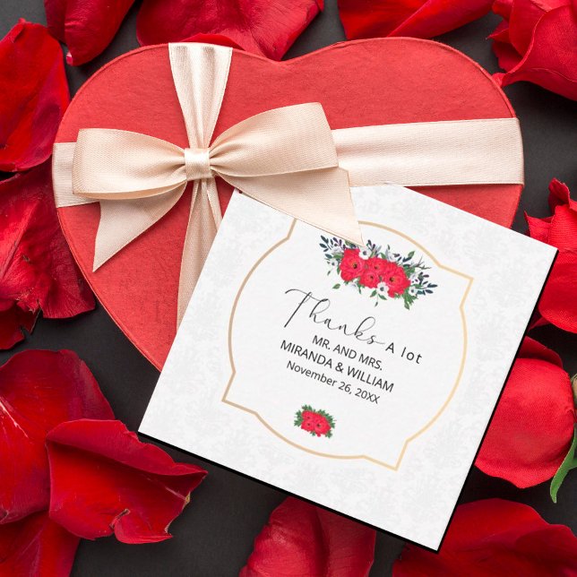 Notas Cartão de Agradecimento de Flores Vermelhas Simple (#valentine #valentin`sday #love #redflowers #redfloral #deepred #motherday #mom #mother #watercolor)