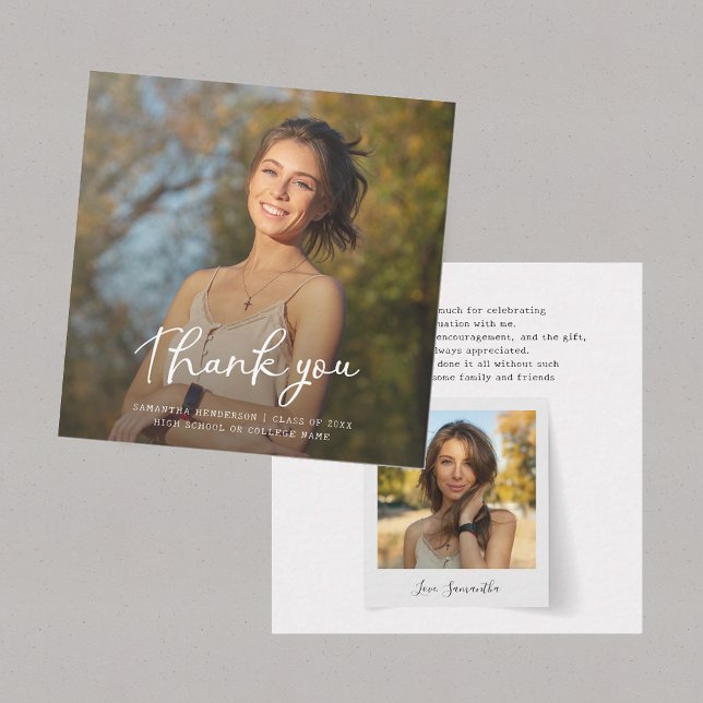 Notas Cartão de Agradecimento de Formatura 2026 Foto Mod (Graduation 2025 Photo Modern Grad Thank You Card)