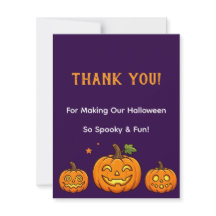 Cartão de Agradecimento de Halloween Abóbora Fofa
