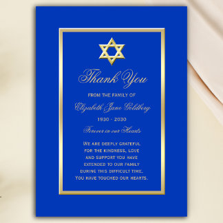 Notas Cartão de Agradecimento de Simpatia Judaica Estrel