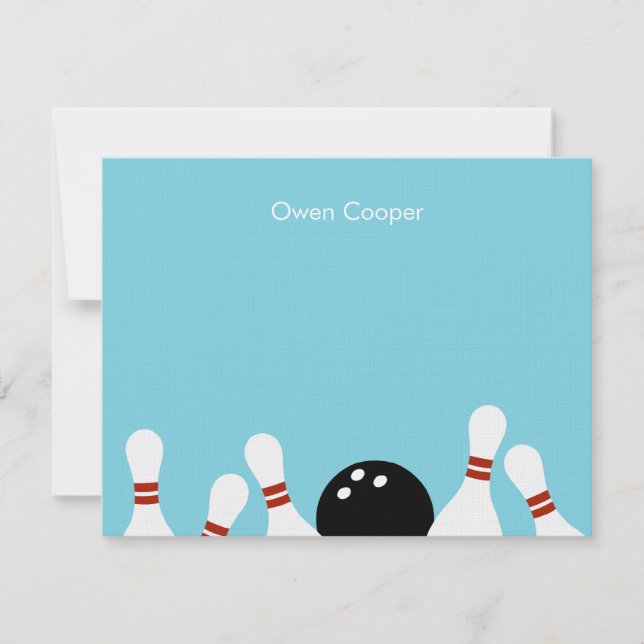 Notas Cartão de Agradecimento Diversão de Boliche (Turqu (Frente)